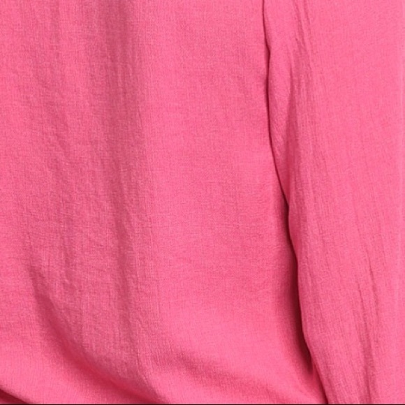 ❌DONATED❌Fuchsia Pink V-neck Surplice Long Sleeve Tie Wrists Top - Picture 7 of 11